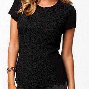 Filippa K lace overlay Top Short Sleeve XS NWT